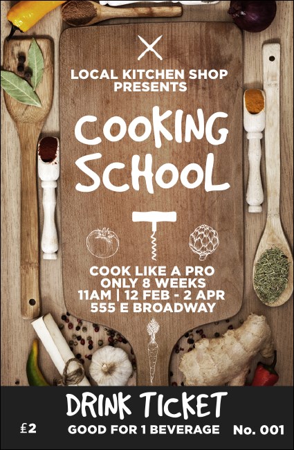 Cooking School Drink Ticket Product Front