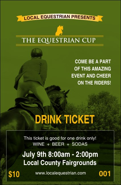 Equestrian Drink Ticket Product Front