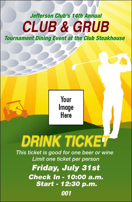 Golf Backswing Drink Ticket Product Front