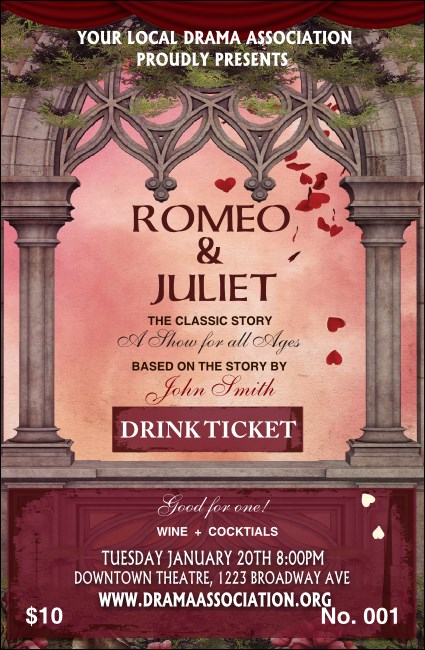 Romeo and Juliet Drink Ticket Product Front