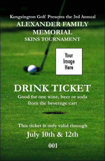 Golf Photo Drink Ticket Product Front
