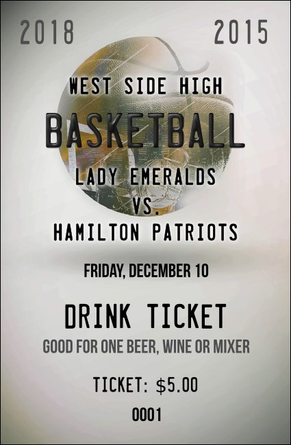 Basketball Schedule Drink Ticket