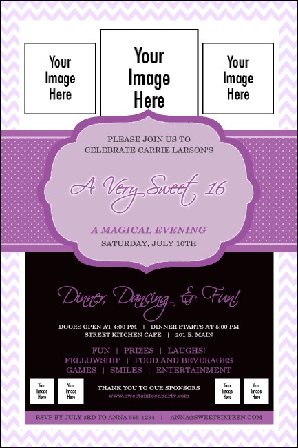 Sweet Sixteen Purple Chevron Poster Product Front