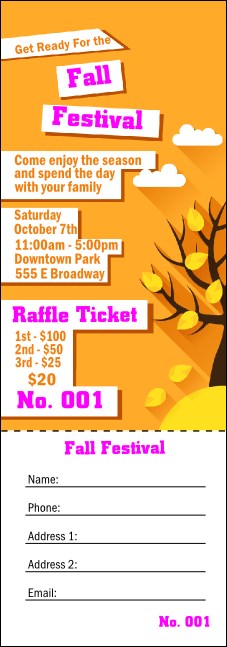 Fall Cut Paper Raffle Ticket