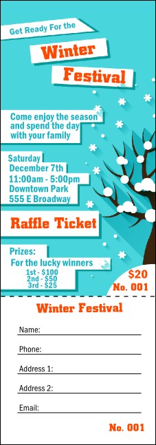 Winter Cut Paper Raffle Ticket Product Front