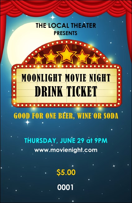 Movie Night Drink Ticket Product Front