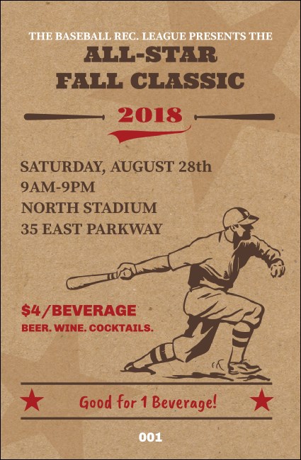 All-Star Retro Baseball Drink Ticket