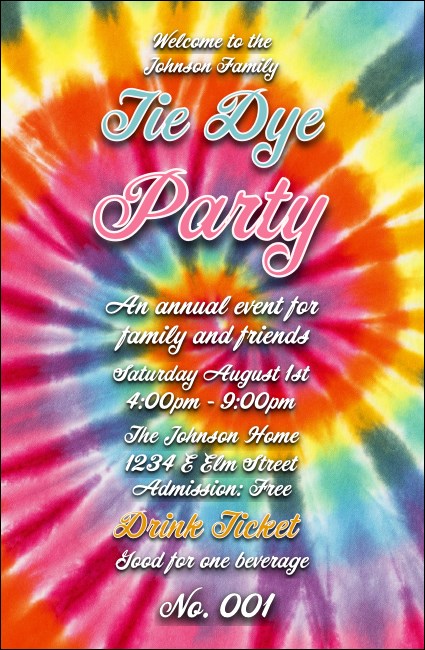 Tie Dye Drink Ticket Product Front