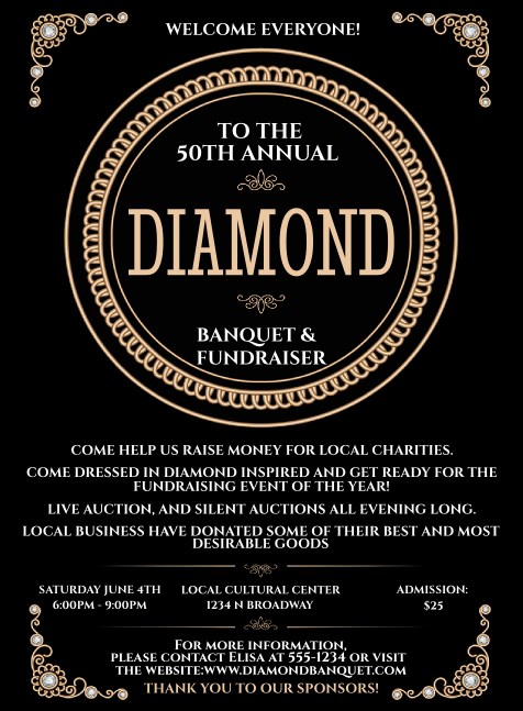 Diamonds Black Invitation