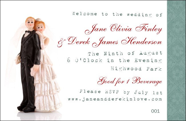 Vintage Bride and Groom Drink Ticket