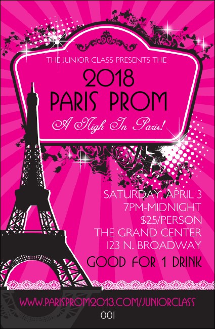 Paris Pink and Black Drink Ticket