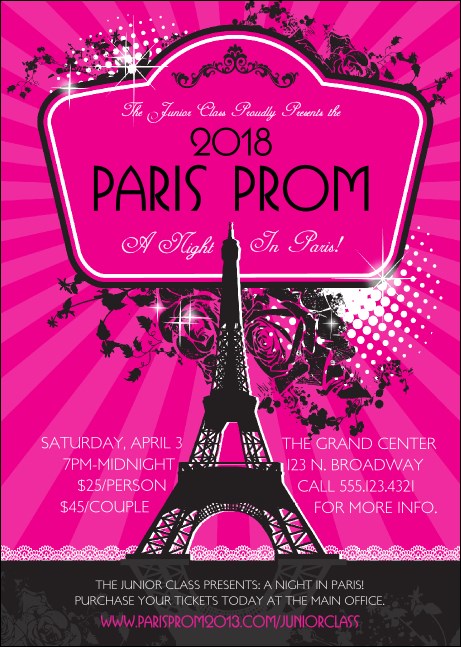 Paris Pink and Black Club Flyer