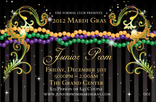 Mardi Gras Beads Drink Ticket