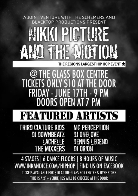 Galaxy Hip Hop Black and White Club Flyer Product Front