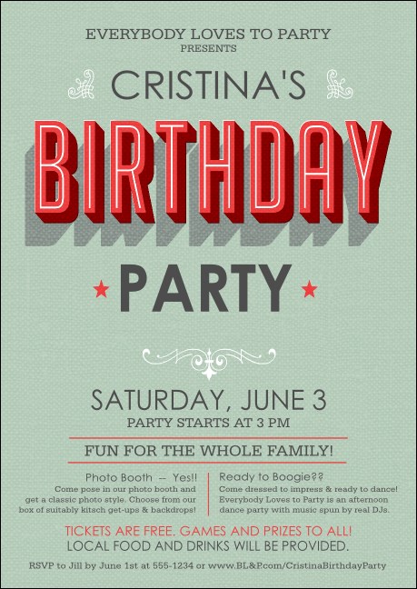 Birthday Party Green Club Flyer