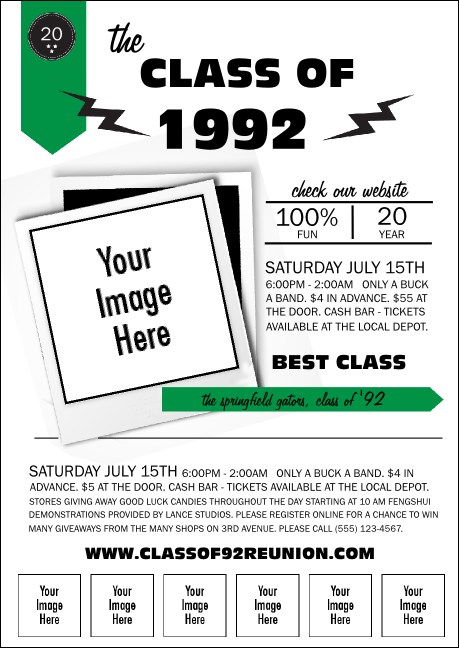 Class Reunion Mascot Green Club Flyer Product Front